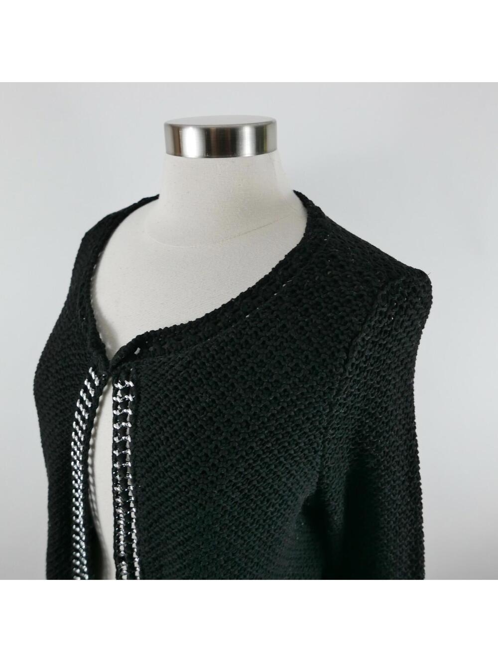 Chicos Womens Knit Cotton 3/4 Sleeve One Hook Solid Black Shrug Sweater Size 1 - Picture 4 of 8